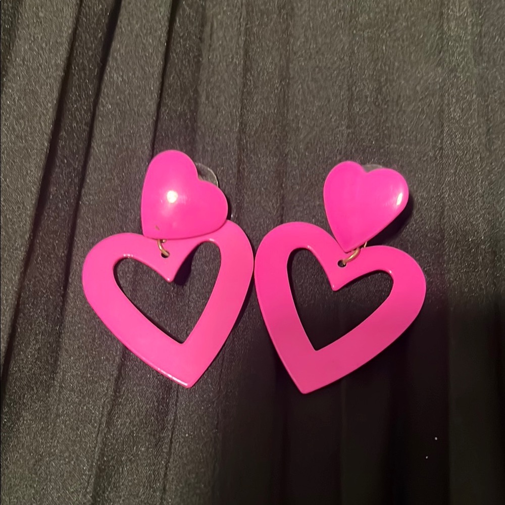 Pink Heart-Shaped Earrings